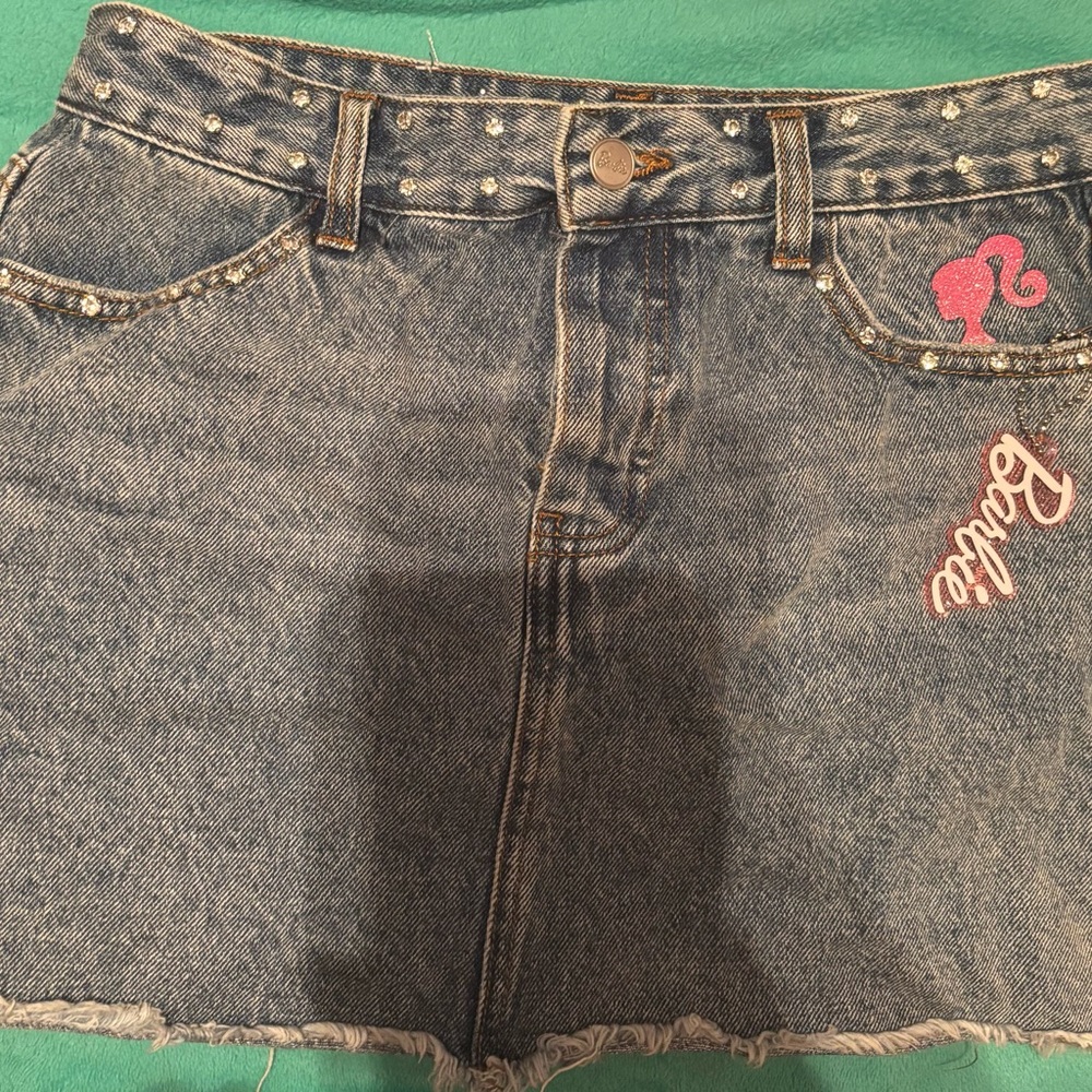 Forever 21 Blue Denim Skirt with Pink Accents